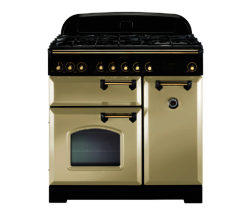 RANGEMASTER  Classic Deluxe 90 Dual Fuel Range Cooker - Cream & Brass